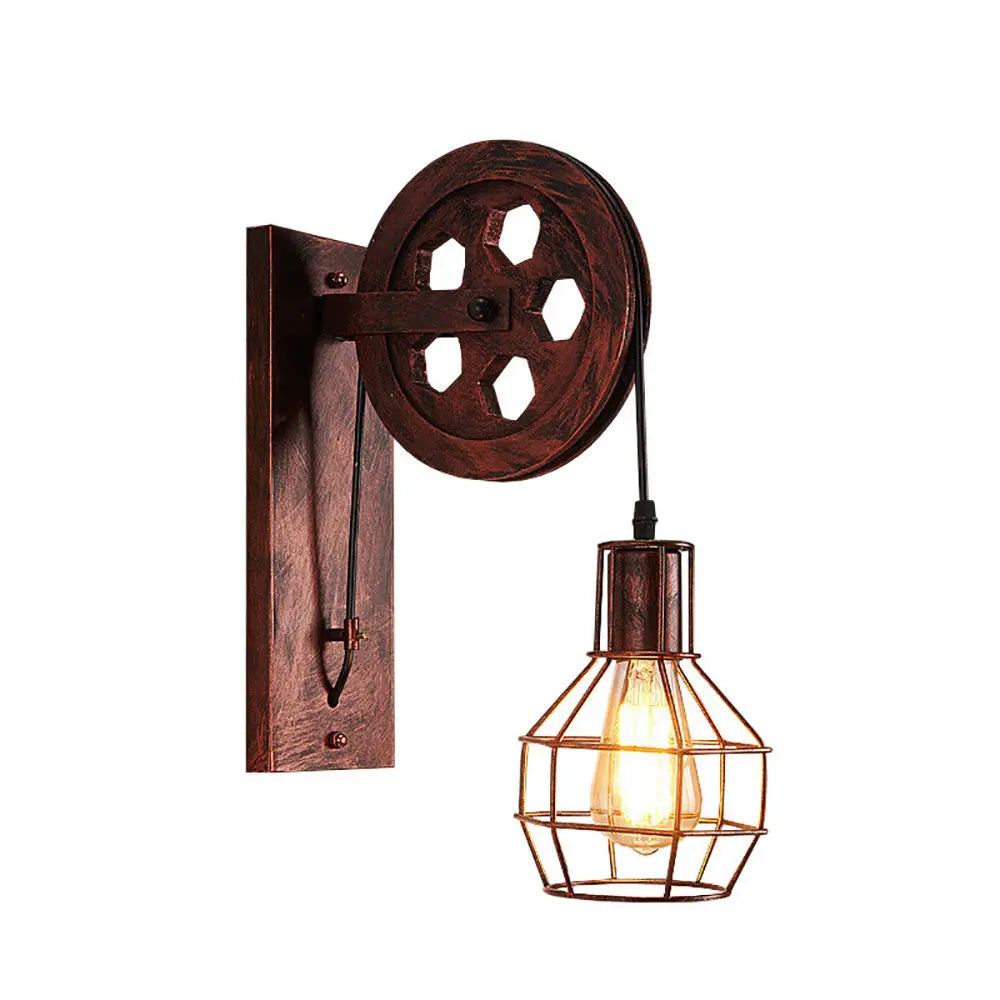 Industrial Iron Wall Sconce LED Fixture for Cafe Bar Loft Decoration