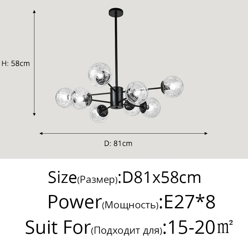 Glass LED Chandeliers: Modern Dining Room Bedroom Living Room Pendant Lights