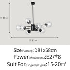 Glass LED Chandeliers: Modern Dining Room Bedroom Living Room Pendant Lights