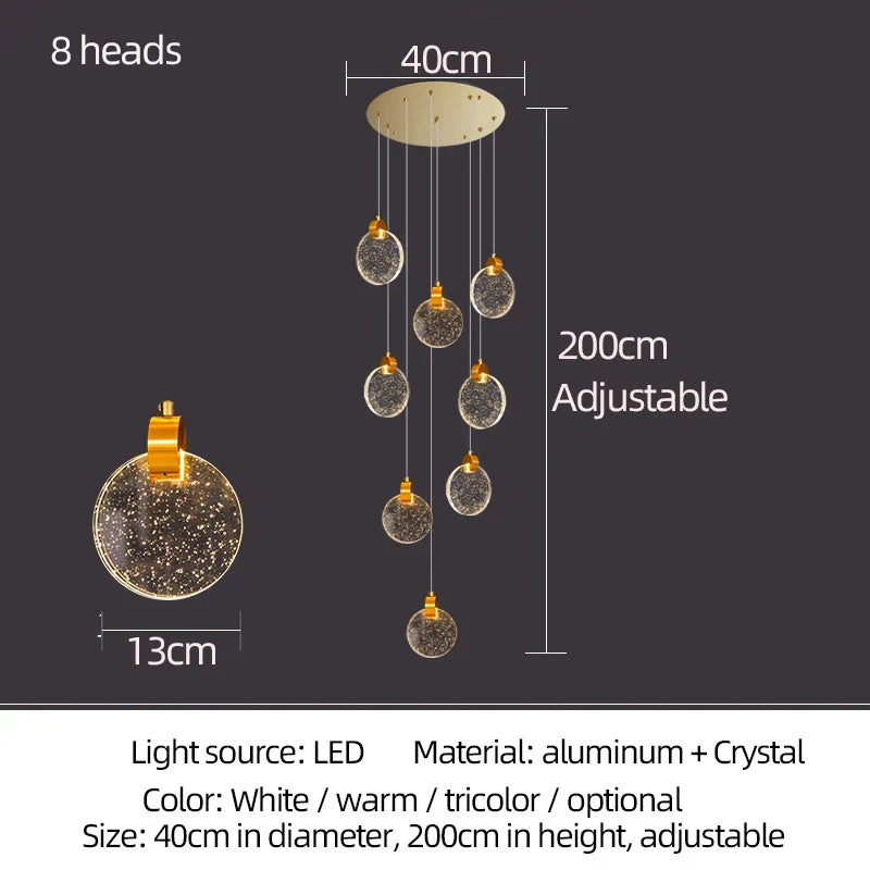 Attic Crystal Chandelier for Living Room Dining Room Stair Lamp