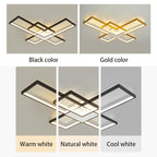 Nordic Modern Dimmable LED Ceiling Light in Black/Gold for Living Room and Bedroom