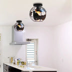 Afralia World Map Metal Wire Globe Ceiling Light Shade - Modern Loft Cage Shade