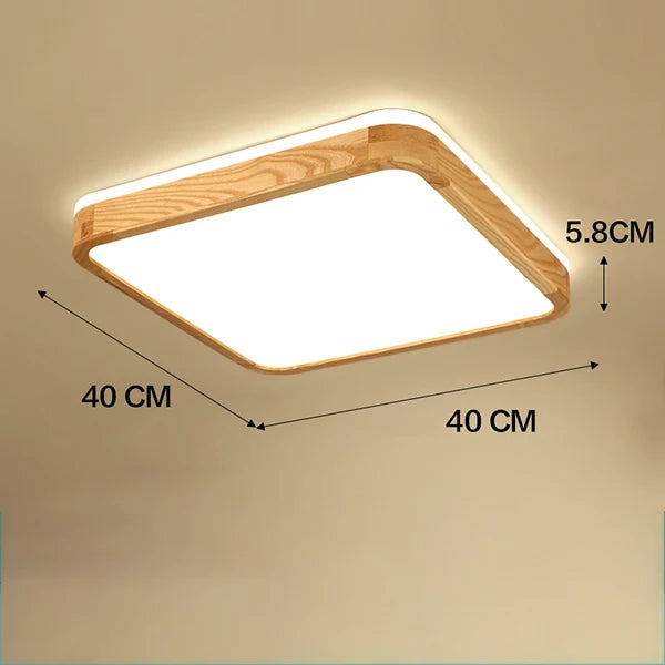 Nordic Wood Ceiling Light Ultra-thin LED Modern Bedroom Lamp