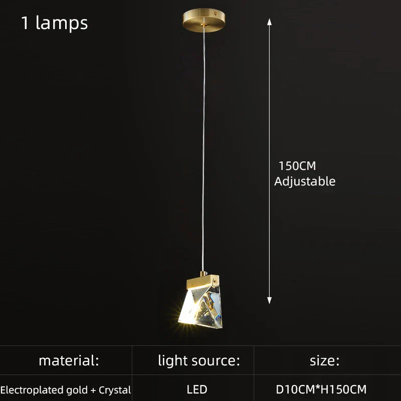 Crystal Square Rhombic LED Chandelier for Duplex Villa Living Room & Restaurant