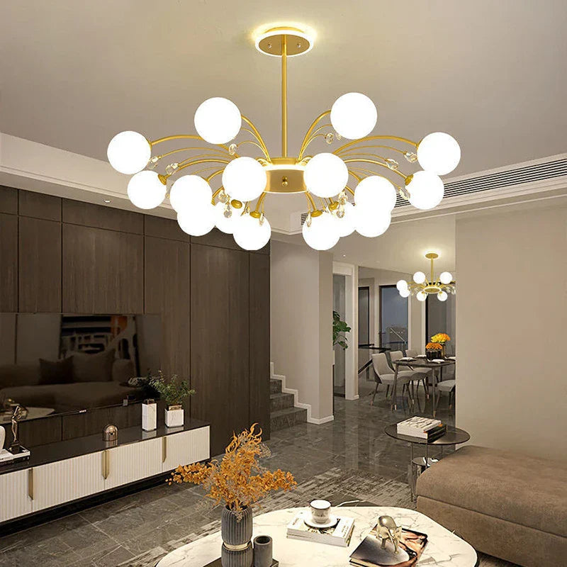 Nordic Crystal Glass Chandelier with E27 Lamp Holder for Livingroom Bedroom Diningroom by Afralia™