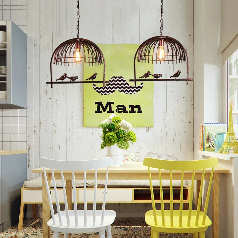 Vintage Plant Pendant Lights Bird Cage Industrial Pendant Lamp for Home Decor
