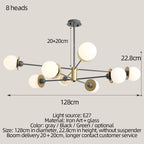 Modern Glass Ball LED Chandelier for Living Room, Dining Room, Study & Ceiling Lighting