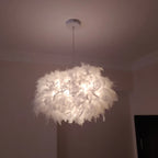 Modern LED Feather Pendant Lights for Bedroom Decor and Restaurant Hanging Lamps.