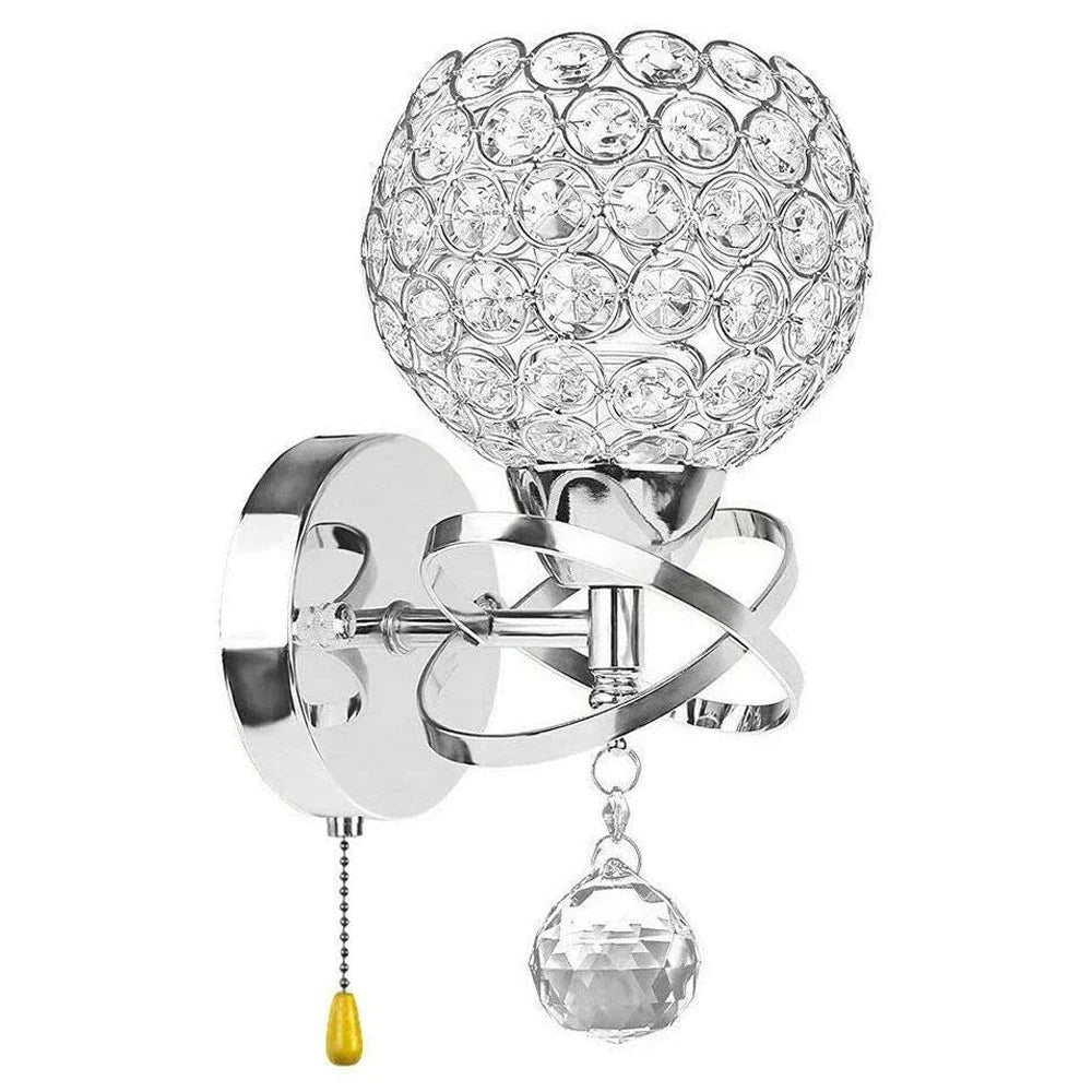 Crystal Wall Lamp Sconce E14 Retro Industrial Light Fixture for Home Living Room