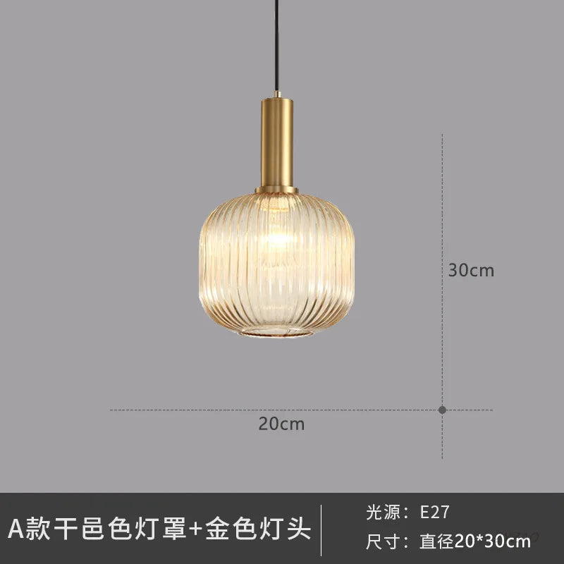 Glass Pendant Lights: Nordic Style Bedroom Kitchen Hanging Lamp