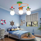 Nordic Kids LED Animal Chandelier for Bedroom Study Room, Iron Resin Lighting