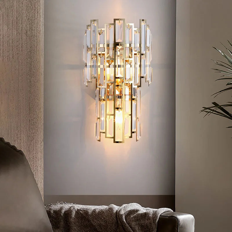 Rectangular Crystal Wall Sconce: Modern Light Luxury Indoor LED Lamp