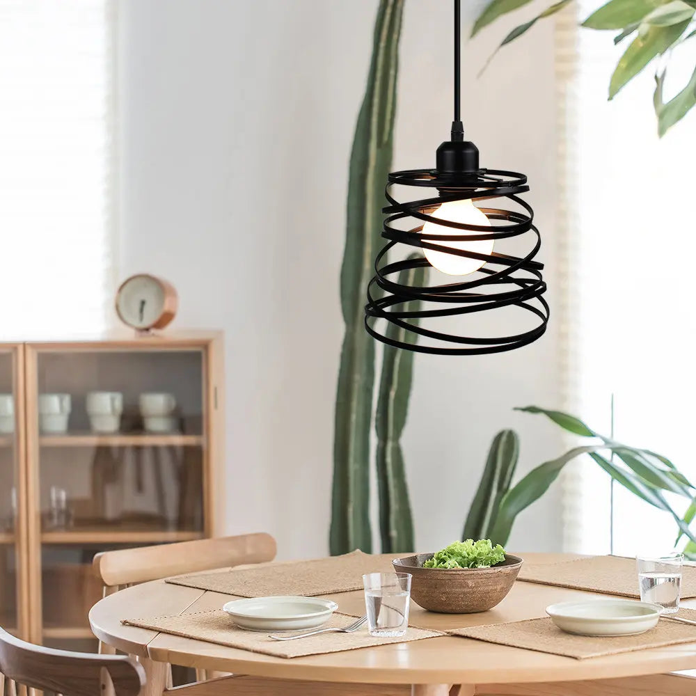 Swirl Iron Cage Pendant Light Industrial Vintage Loft Style Lamp