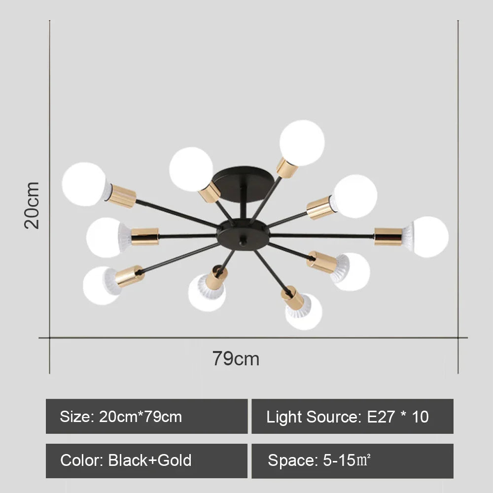 LED Metal Chandeliers for Living Room - Stylish Ceiling Light for Home Decor