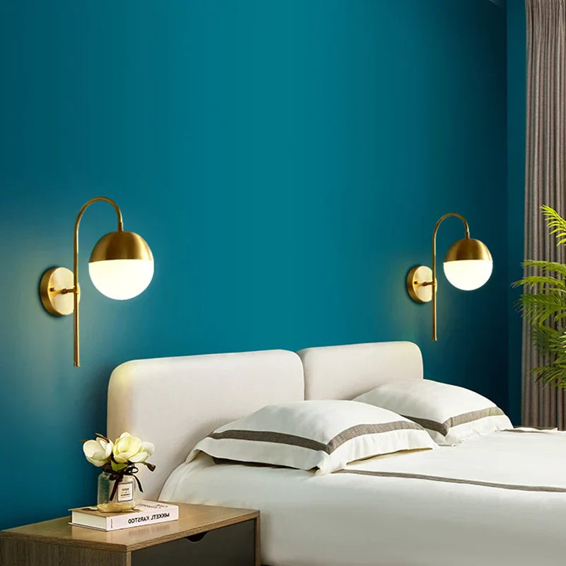 Modern Gold Glass Ball LED Wall Lamp for Luxury Living Room and Bedroom