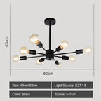 Modern Rod Iron Sputnik Chandelier Vintage Ceiling Lamp for Home Lighting