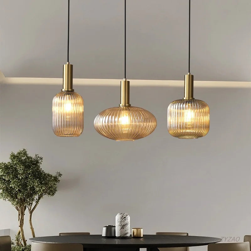 Glass Pendant Lights: Nordic Style Bedroom Kitchen Hanging Lamp