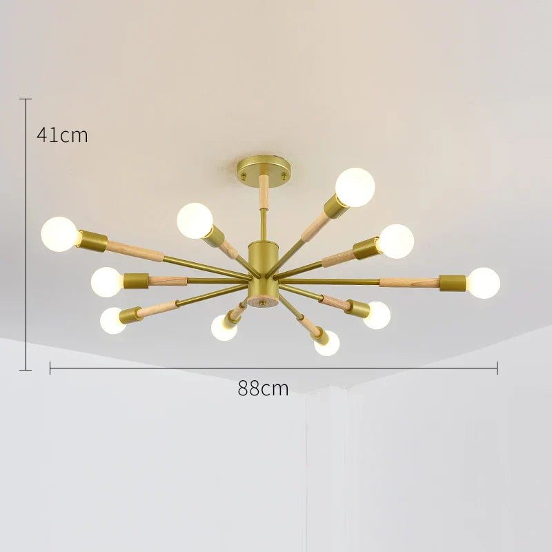LED Wooden Ceiling Lights w/ E27 Bulb for Modern Livingroom & Bedroom