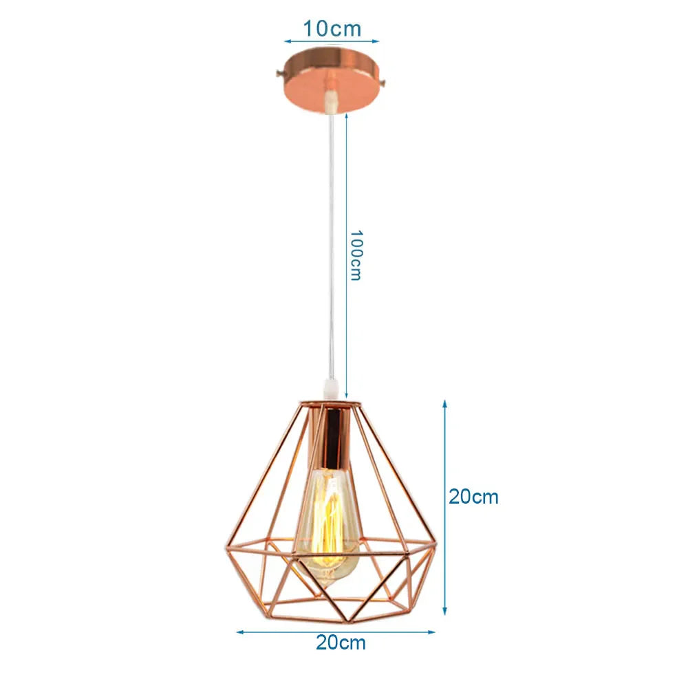 Rose Gold Industrial Iron Pendant Lights for Home Living Room Kitchen.