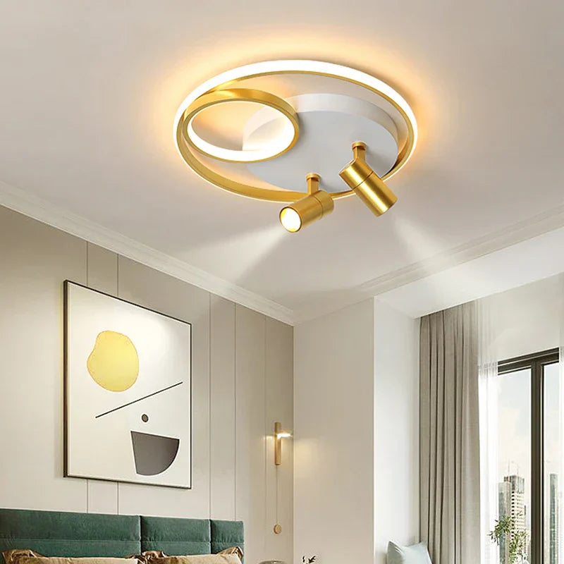 Nordic Gold Chandelier: Dimmable Remote Ceiling Light for Bedroom & Living Room