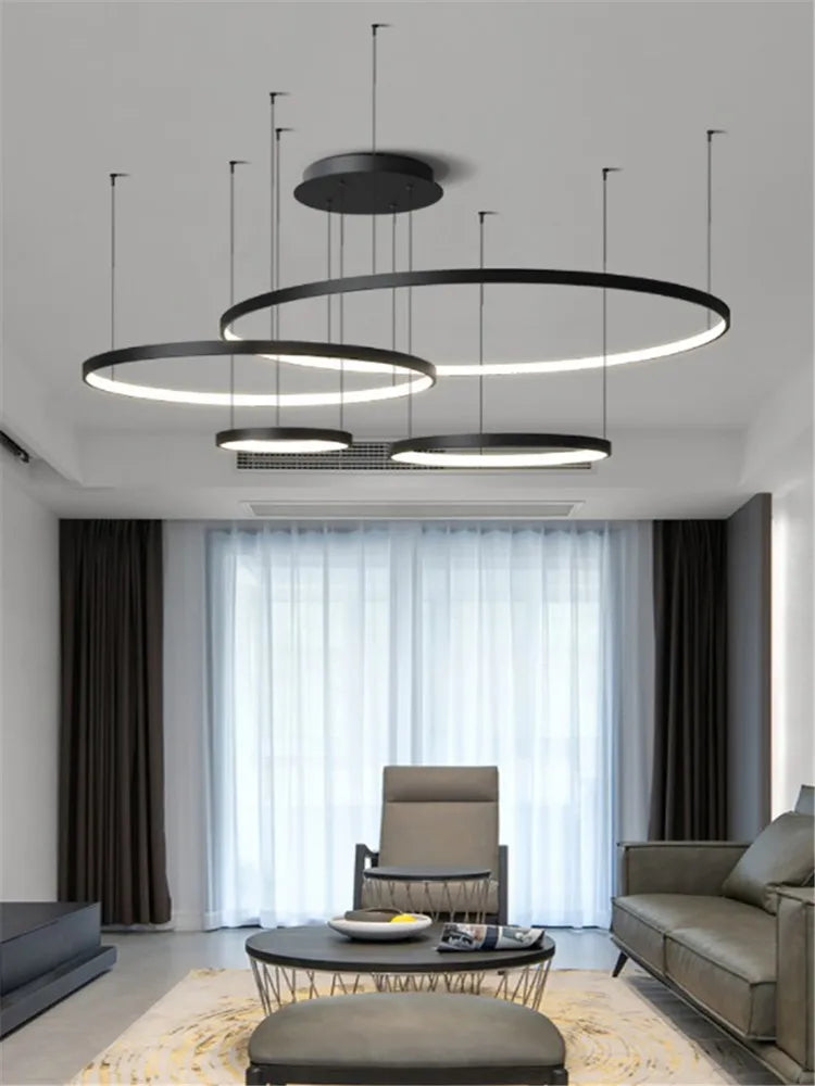 LED Ring Chandelier Ceiling Pendant Modern Round Circle Lamps