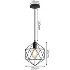 Vintage Industrial Chandelier Lamp, Black Iron Pendant Light for Kitchen Bedroom