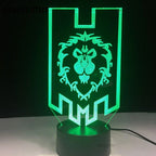 WoW Alliance Tribal Signs 3D LED Night Light Kids Table Lamp Gift