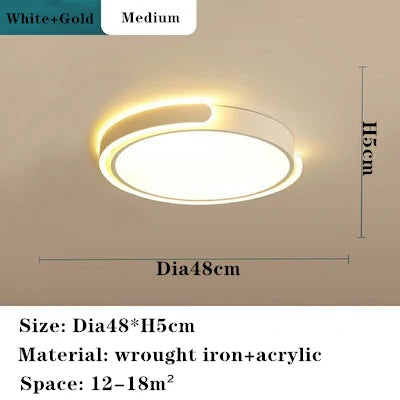 Round Black White Gold LED Ceiling Light for Home Lighting