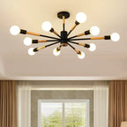 LED Wooden Ceiling Lights w/ E27 Bulb for Modern Livingroom & Bedroom