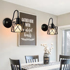Black Cage Guard Wall Sconce LED Lamp Indoor Retro Lighting Fixture