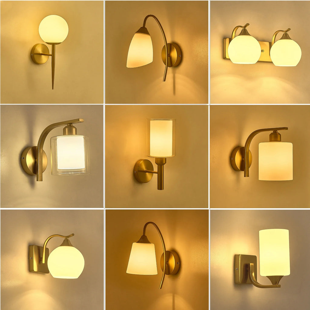 Brass Glass Wall Sconce Lighting, Classic Nordic Loft Interior Fixture