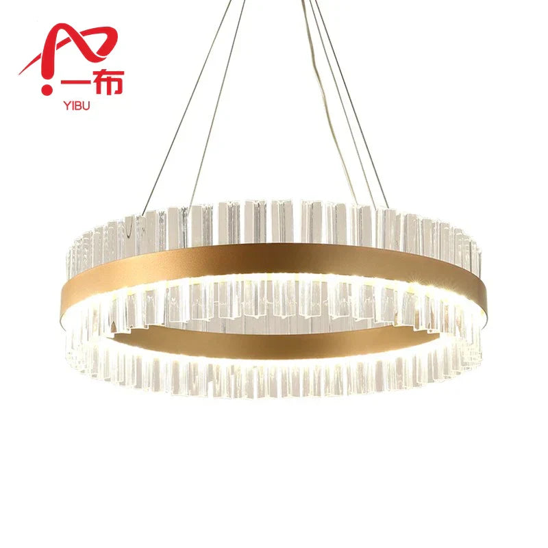 Crystal Chandelier LED Ring Lamp for Dining Room Center Living Restaurant Decor