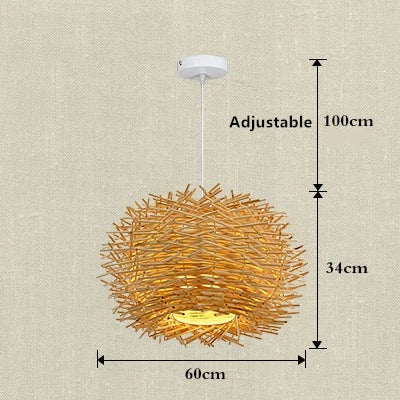 Rattan Wicker Bird Nest Chandelier - Modern Handmade Suspension Lighting