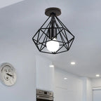 Iron Cage Ceiling Light Fixture Retro Nordic Design Home Kitchen Lamp