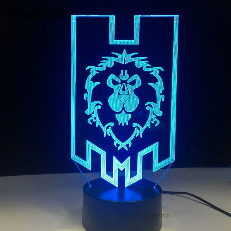 WoW Alliance Tribal Signs 3D LED Night Light Kids Table Lamp Gift