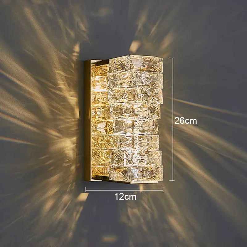 Gold Chrome Crystal Wall Sconce LED Lamp for Living Room Bedroom TV Background Lighting