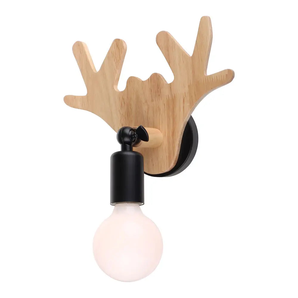 Modern Nordic Wood Wall Lights Bedroom Lamp Black White LED Sconce Lighting