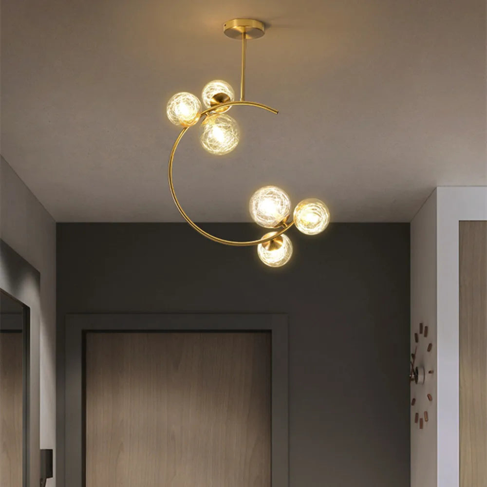 Gold Glass Ball Chandelier for Living Room Kitchen Bedroom - 220V 110V