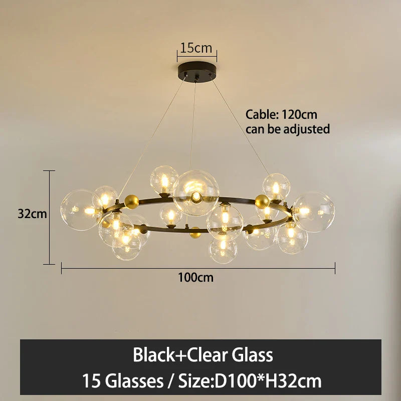 Nordic Glass Ball Pendant Light Gold/Black Dining Living Room Decor Afralia™
