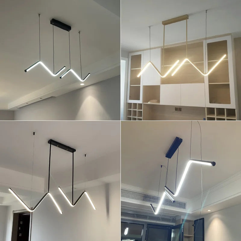 Modern Nordic Line Chandelier for Dining Table and Bar Settings