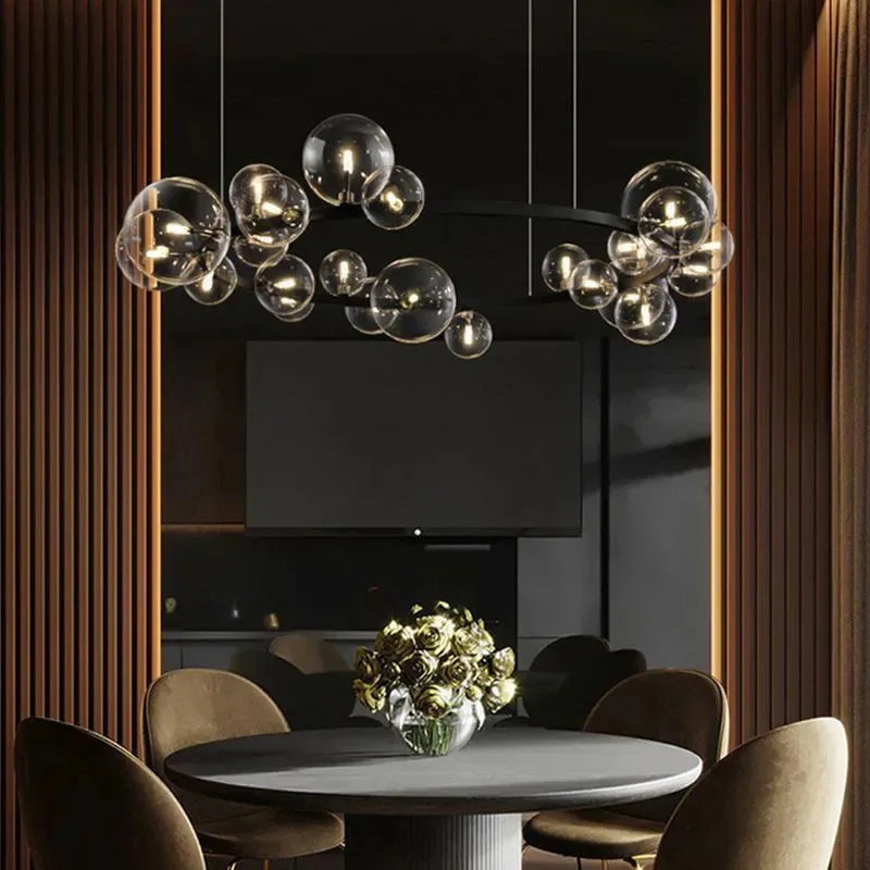 Glass Bubble Chandelier Light for Dining Room and Store