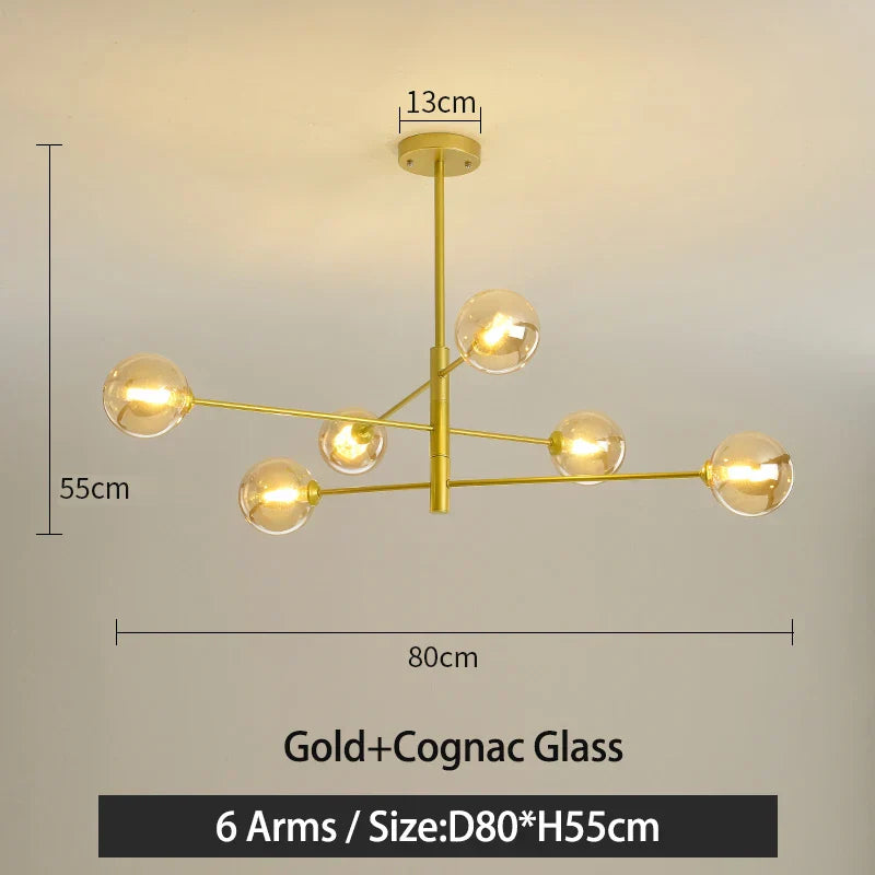 Black/Gold G9 LED Chandelier for Living Room Bedroom Modern Pendant Lighting