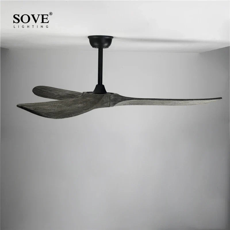 60" Solid Wood DC Ceiling Fan with Remote Control