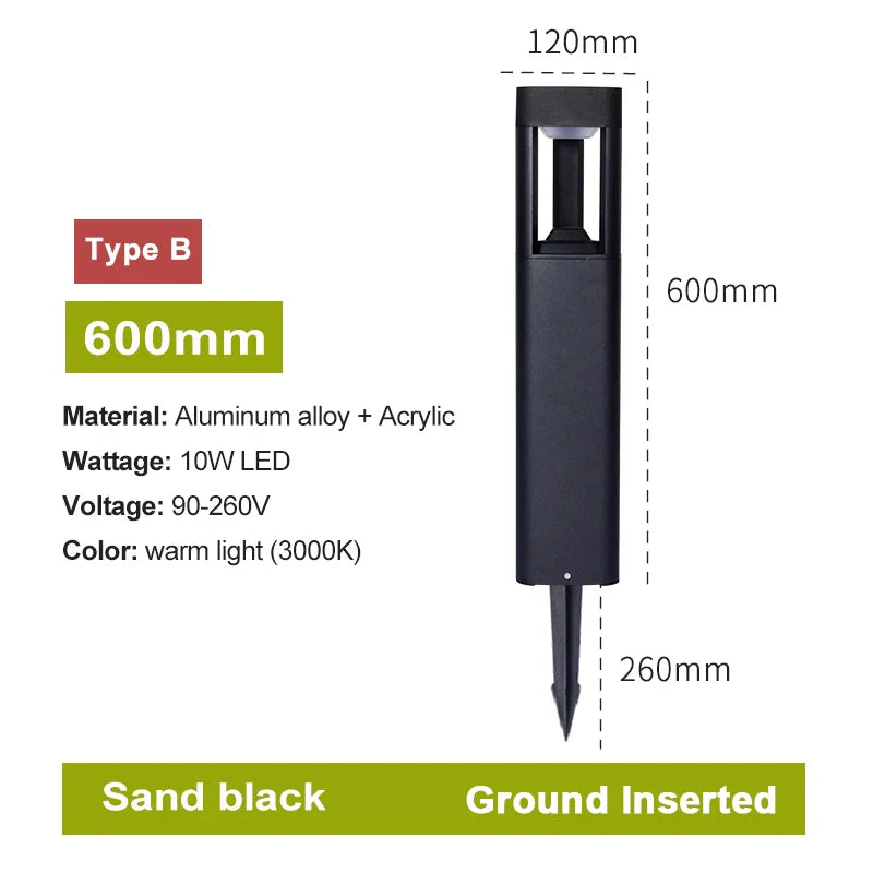 LED Bollard Lawn Lamp: Stylish Waterproof Outdoor Garden Path Light