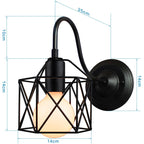 Black Cage Guard Wall Sconce LED Lamp Indoor Retro Lighting Fixture