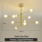 Black/Gold G9 LED Chandelier for Living Room Bedroom Modern Pendant Lighting