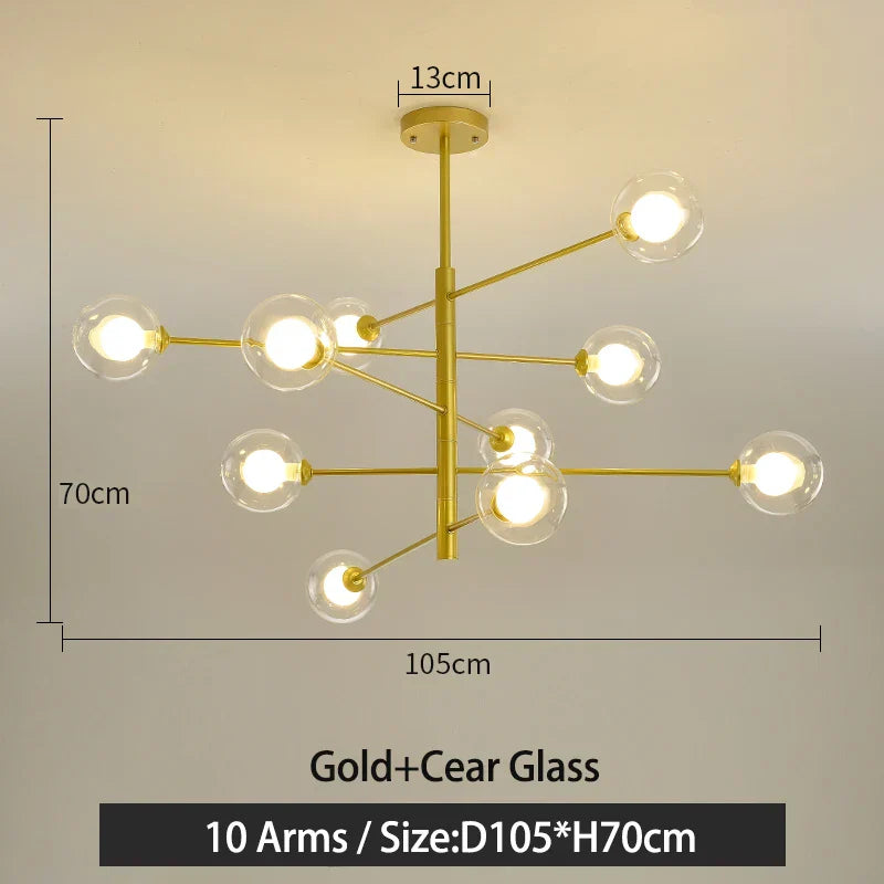 Black/Gold G9 LED Chandelier for Living Room Bedroom Modern Pendant Lighting