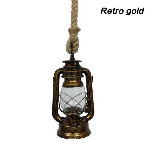 Vintage Rope Pendant Light Industrial Loft Bar Lamp