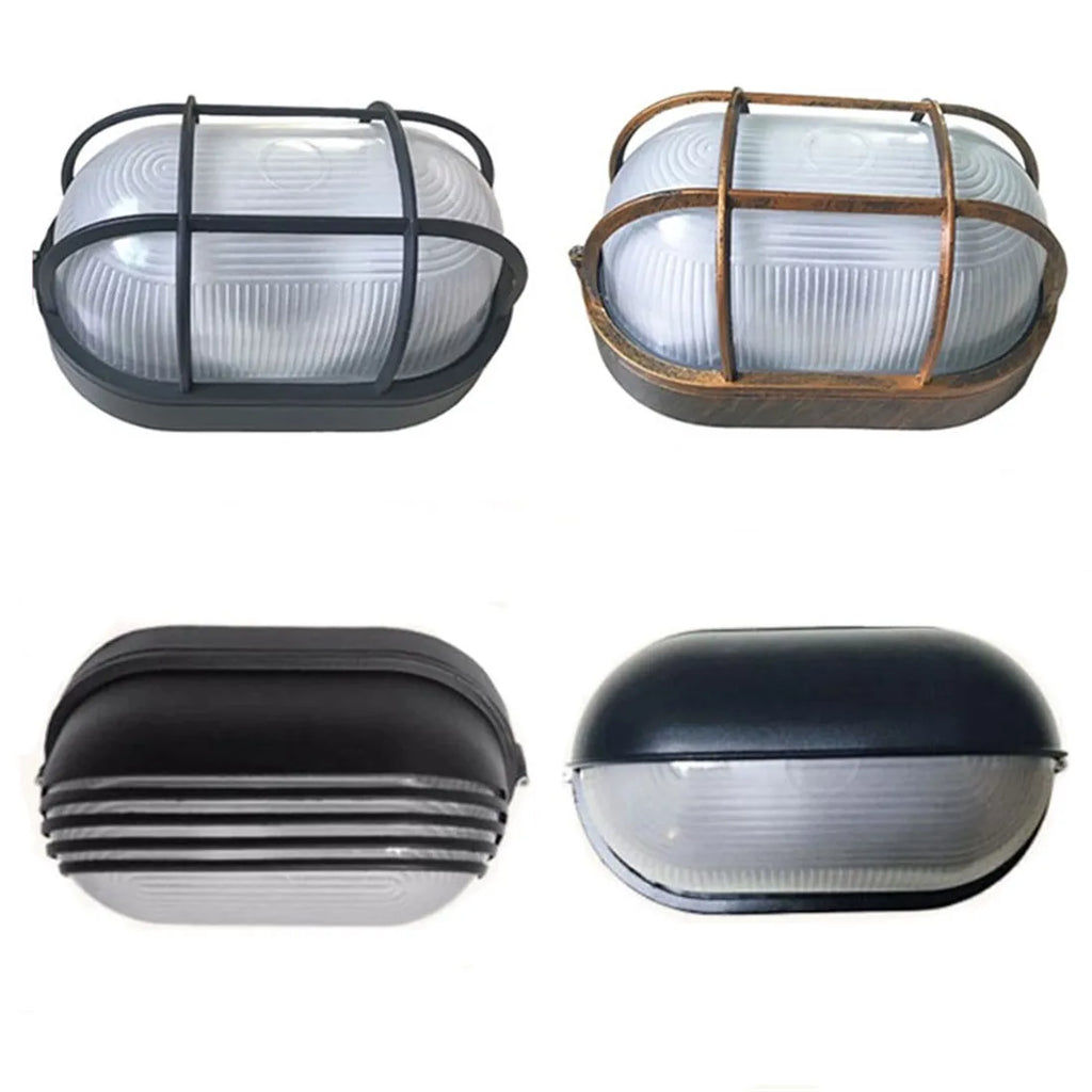 Black Bulkhead Wall Lantern Exterior Wall Light - Security Sconce for Porch & Patio