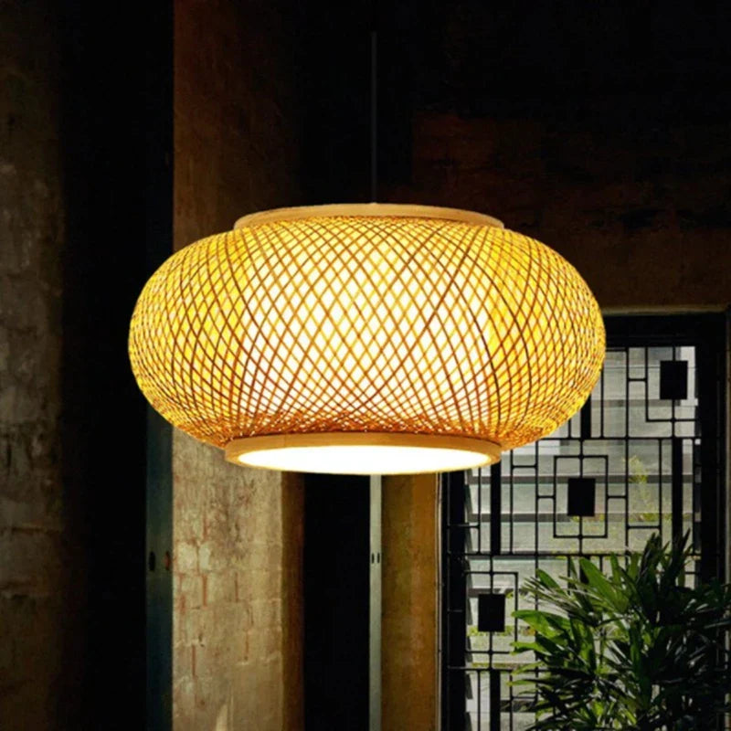 Japanese Bamboo Pendant Light for Kitchen and Hotel Decor